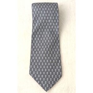 Kenneth Cole Reaction Men's Tie Gray Black Geometric Woven Pattern Classic‎